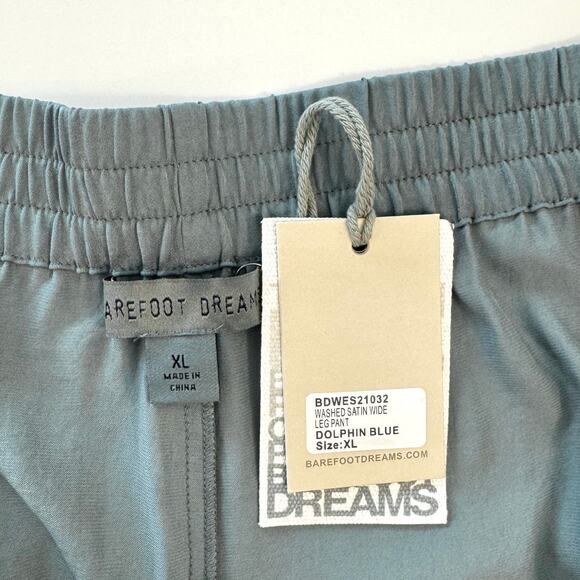 Barefoot Dreams Washed Satin Wide Leg Pants Dolphin Blue Size XL NWT - Picture 9 of 10